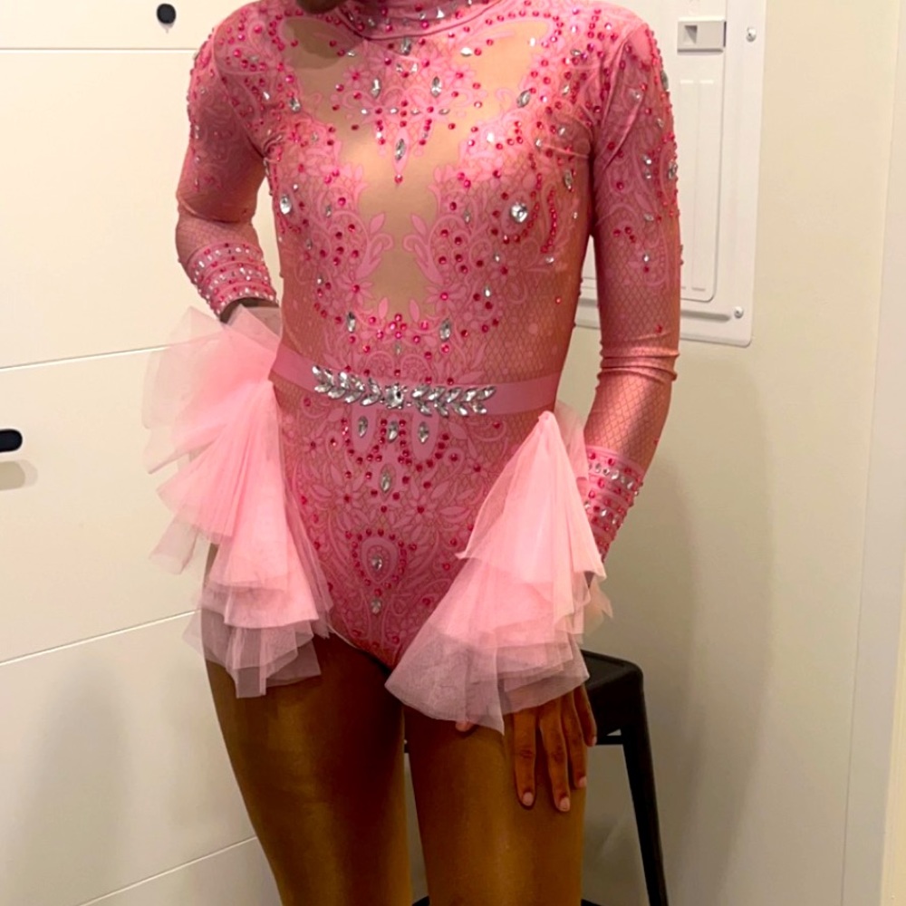 Pink bedazzled Leotard